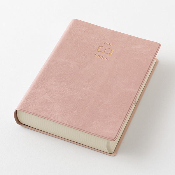 Diary hibino A6 2027 – Pink Monthly Block + 2 Pages per Day