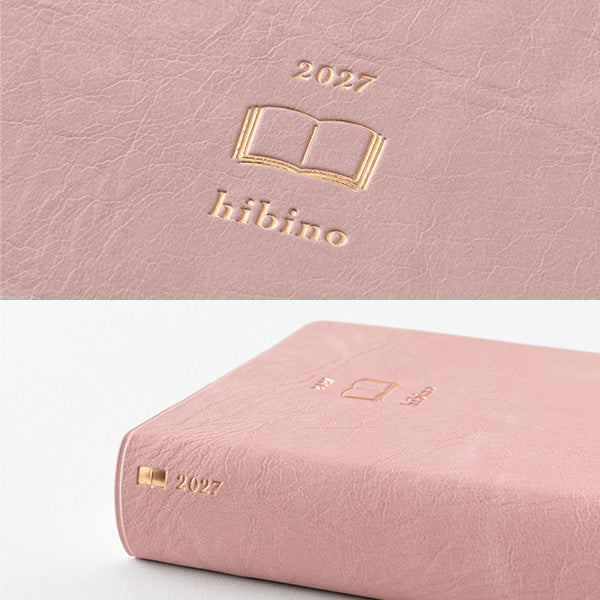 Diary hibino A6 2027 – Pink Monthly Block + 2 Pages per Day