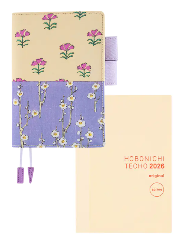 Hobonichi Techo 2026 Unsodo Bijutsukai Plum & Nadeshiko Floral Design A6 Cover