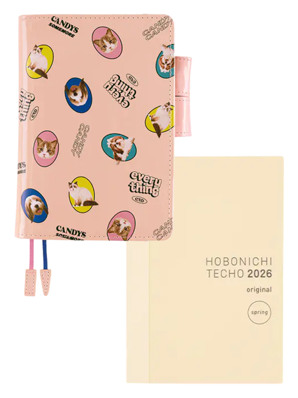 Hobonichi Techo Original A6 Cover Candy Stripper DOG & CAT Random Pink