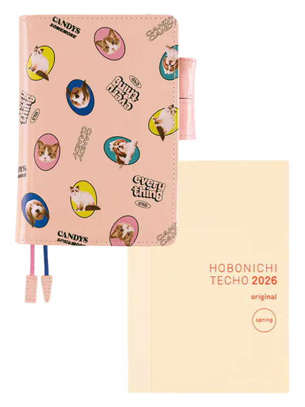 Hobonichi Techo Original A6 Cover Candy Stripper DOG & CAT Random Pink