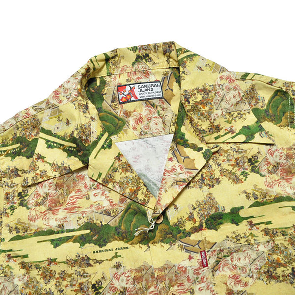 SAMURAI JEANS SSA21-HJ Honnoji Temple Pattern Aloha Shirt
