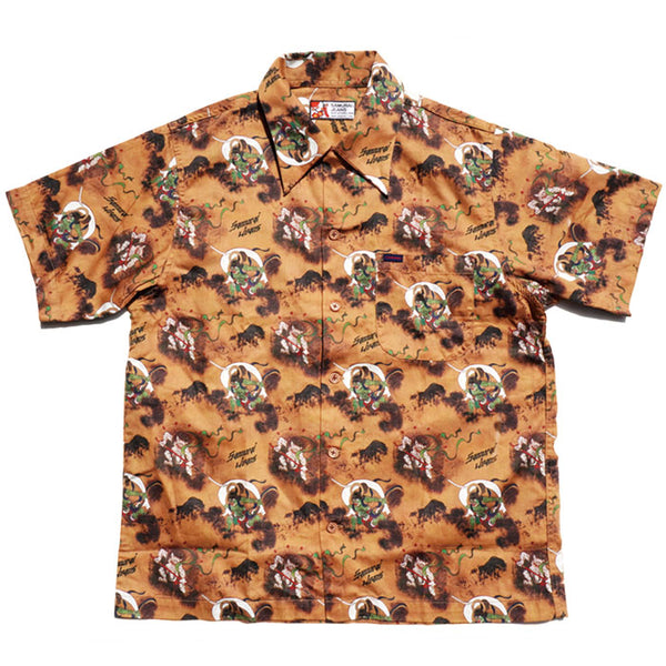 SAMURAI JEANS SSA23-FR Wind God and Thunder God Pattern Hawaii Shirt