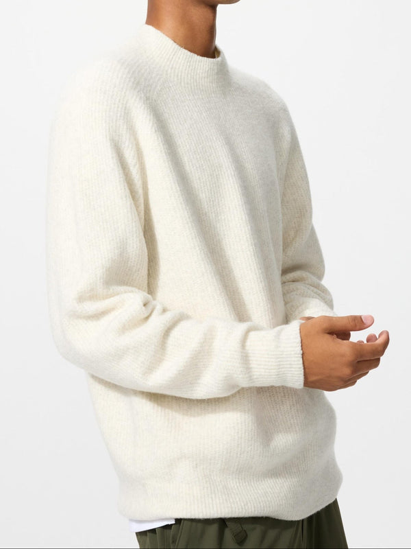 3D Soufflé Yarn Mock Neck Sweater
