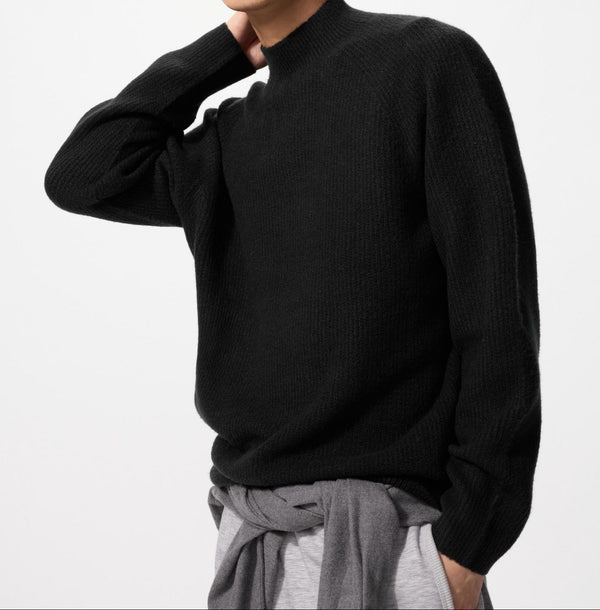 3D Soufflé Yarn Mock Neck Sweater