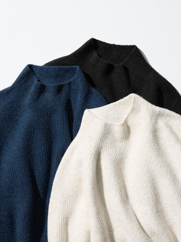 3D Soufflé Yarn Mock Neck Sweater