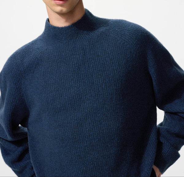 3D Soufflé Yarn Mock Neck Sweater