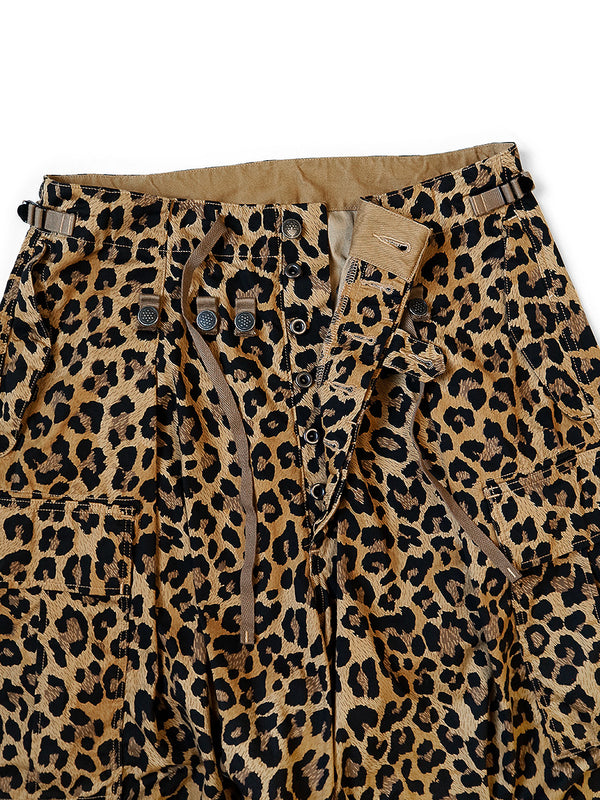 Kapital Cotton Herringbone Leopard Print Jumbo Cargo Pants - HARUYAMA