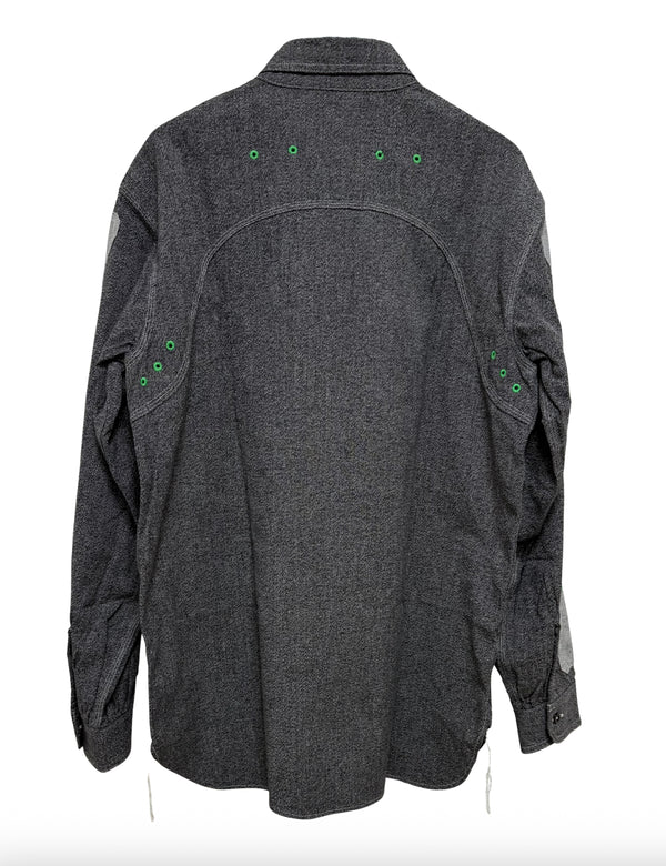KAPITAL Heathered Chambray 2TONE BONE Patch Ventilator Work Shirt