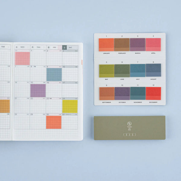 Hobonichi Techo 2027 TSUKI no IRO Film Sticky Notes Tile 12 Colors