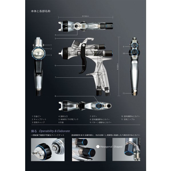 Meiji Seisakusho Hand Spray Gun FINER-CORE-HVLP-13