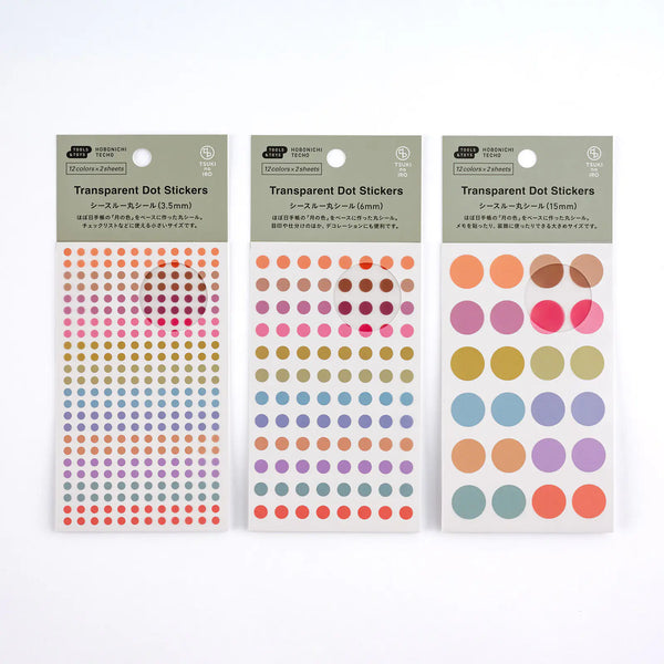 Hobonichi Techo 2027 TSUKI no IRO See-Through Round Stickers 3.5mm / 6mm / 15mm