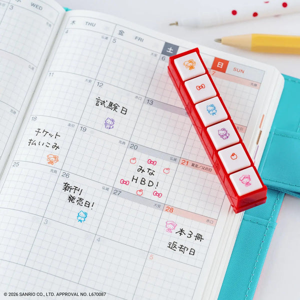 HELLO KITTY Pochitto6 Stamp – 6-Design Self-Inking Stamp Set KODOMO NO KAO × Hobonichi