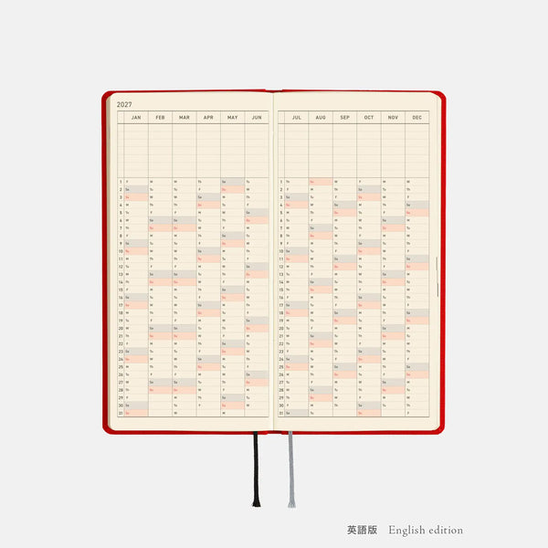 Hobonichi Techo 2027 Weeks Poppy Red Planner