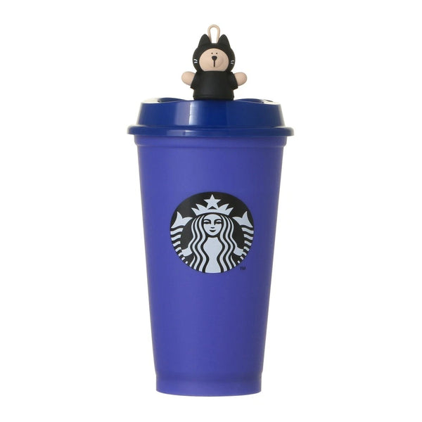 Starbucks Halloween 2024 Color Changing Reusable Cup 473ml Purple with Bearista Drink Hole Cap