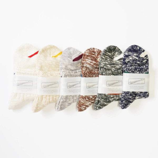 ANONYMOUSISM 3 Line Slub Quarter Socks