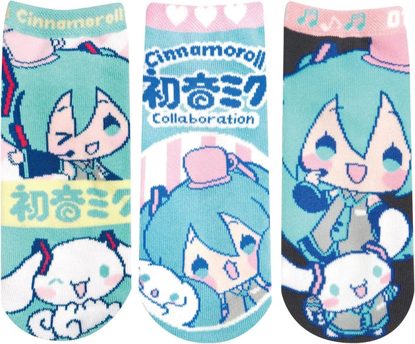 Hatsune Miku × Cinnamoroll Socks Set – 3 Pairs