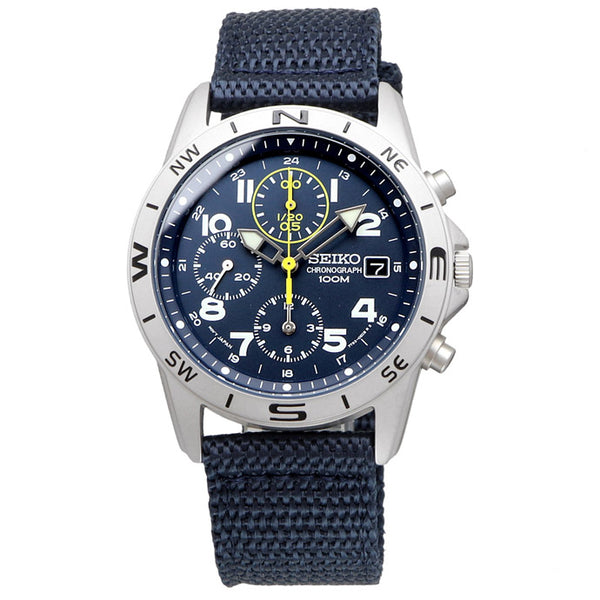 SEIKO Chronograph SND379P1 Blue Silver Watch