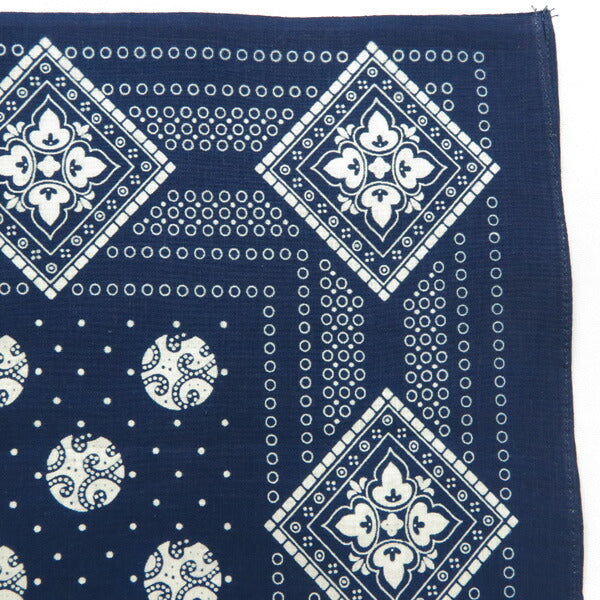 WAREHOUSE Selvedge Geometric Pattern Indigo Dyed WH5244 Bandana