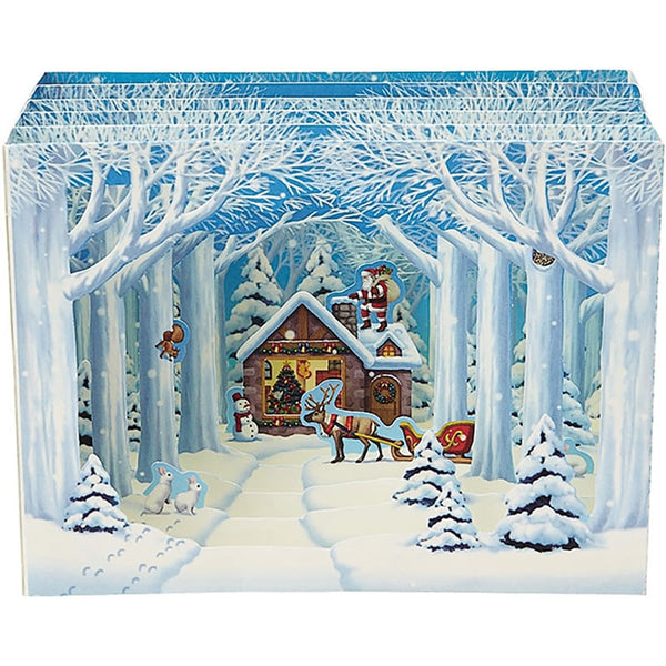 Christmas Greeting Card – Layered Winter Forest Scene