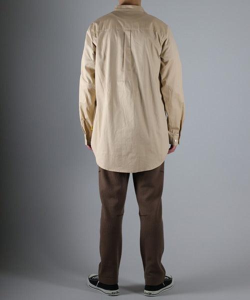 NUMBER NINE BAND COLLAR SIDE POCKETS LOGO EMBROIDERED Cotton Shirt / Band Color Side Pocket Logo Embroidery Shirt_F21NS001 - HARUYAMA