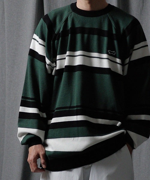 Number Nine Ls Crew Multi Border Sweater_Tc