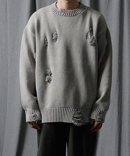 Number Nine Asid Wash Ripped Knit Pullover
