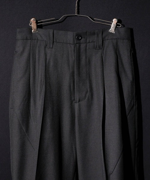 Number Nine W/P Twill 2-Tuck Wide Tapered Slacks pants