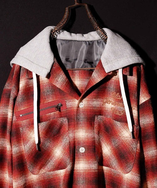 Number Nine Hooded Nel Check Open Collar Shirt