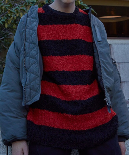 Number Nine Alpaca Striped Knit Big Pullover