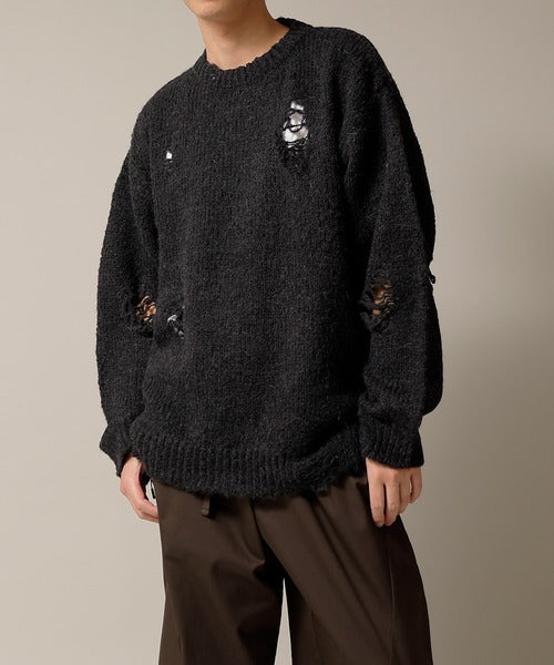 Number Nine Wool Alpaca Ripped Knit Pullover