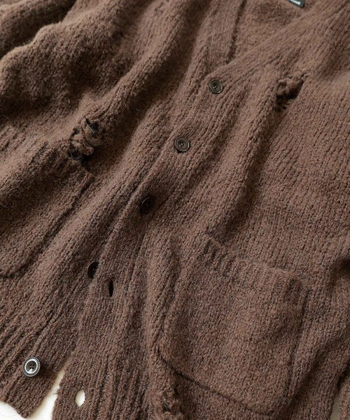 Number Nine Wool Alpaca Ripped Knit Cardigan