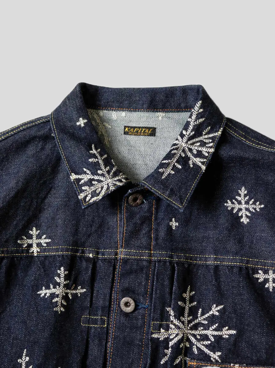 KAPITAL 14oz DENIM 雪柄刺繍 1ST JACKET KAPITAL 14oz DENIM 雪柄刺繍 1ST JACKET