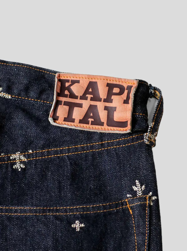 Kapital 14oz denim snow pattern embroidery 5P TH straight Pants
