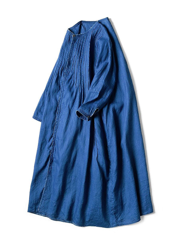 Kapital French cross-linen pintucked O'Keeffe dress