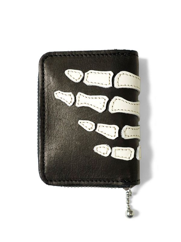 Kapital Thumbs Up Bone Hand Zip Mini Wallet