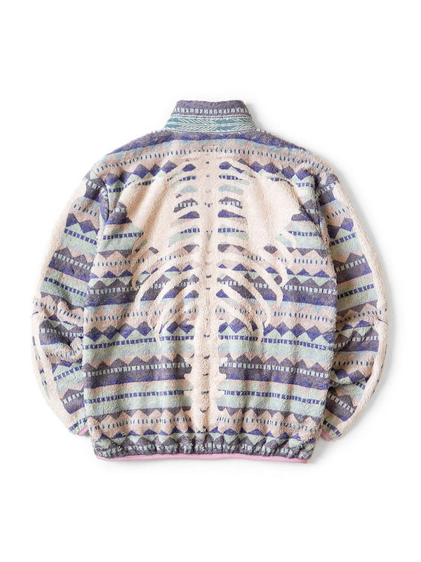 Kapital Ashland Stripe & BONE Pattern Fleece ZIP Blouson sweater