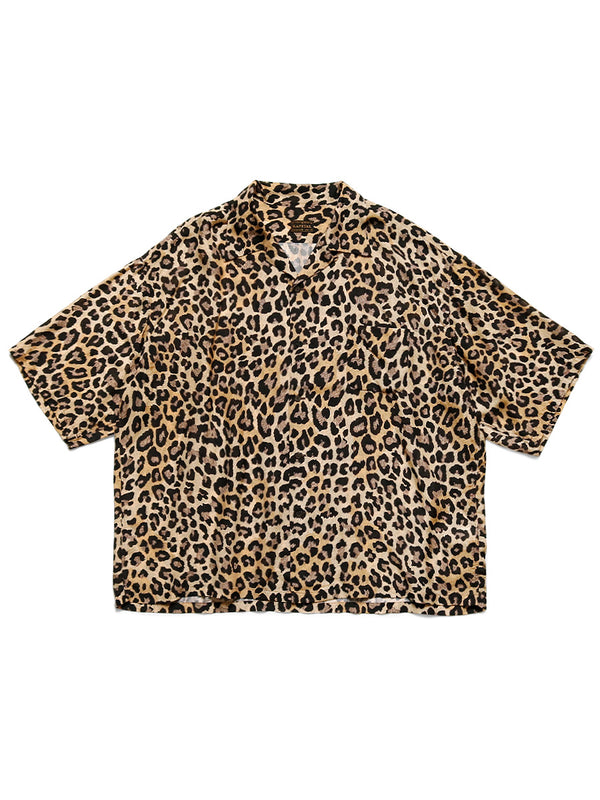 Kapital Silk Rayon Leopard Pattern Big Open Collar Shirt (short sleeve)