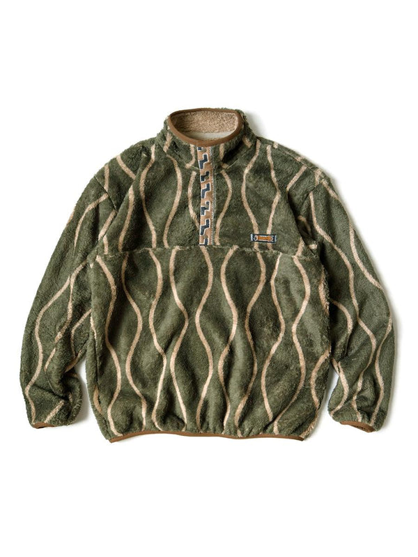 Kapital Drunken Striped Fleece Snap T Sweater