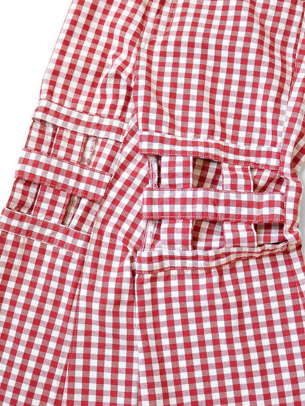 Kapital Canvas Gingham Check 5P Wind Pen Flare Pants women K2204LP076