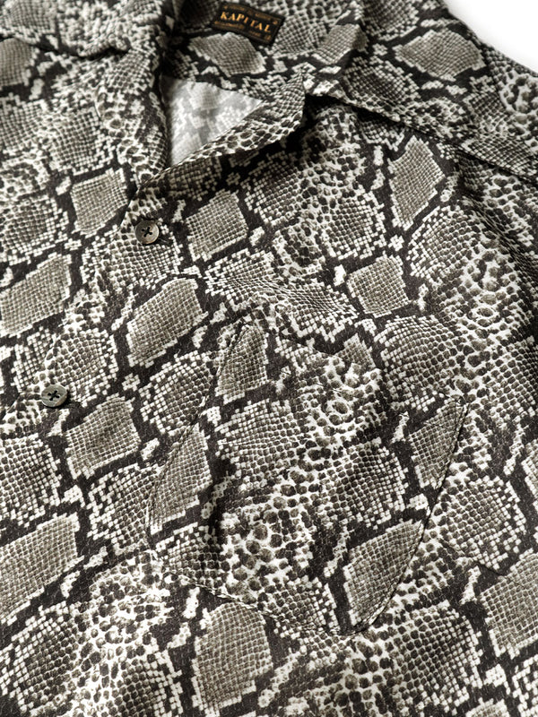 Kapital Silk Rayon Snake Pattern Rangle Collar Aloha Shirt (short sleeve)
