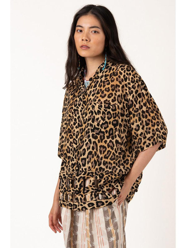 Kapital Silk rayon leopard pattern wind pen aloha shirt (SHORT SLEEVES) K2204SS094