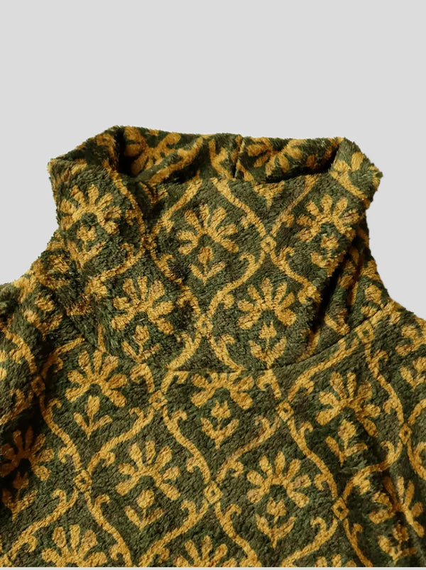 Kapital Yosemite arabesque pattern fleece BIG high neck sweater