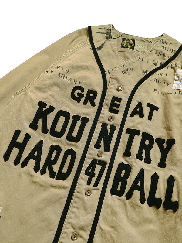Kapital Chino Great Kountry Damaged Baseball Long Sleeve Shirt