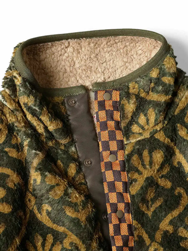 Kapital Yosemite Arabesque Pattern Fleece Snap T sweater