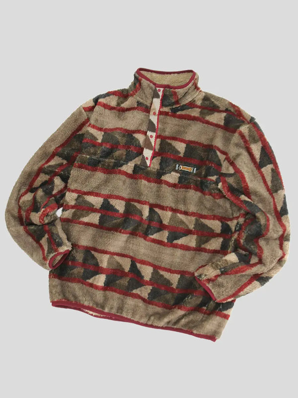 Kapital Pueblo Stripe Fleece Snap T Sweater (Time Sale)