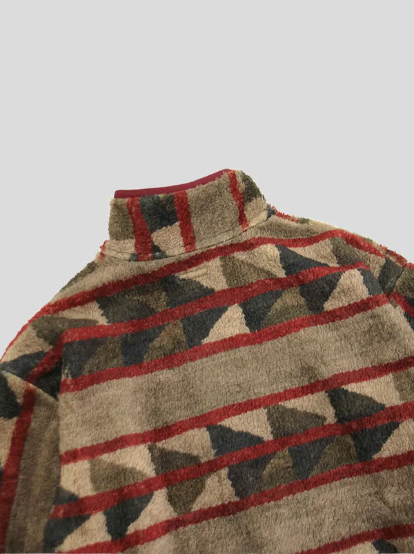 Kapital Pueblo Stripe Fleece Snap T Sweater
