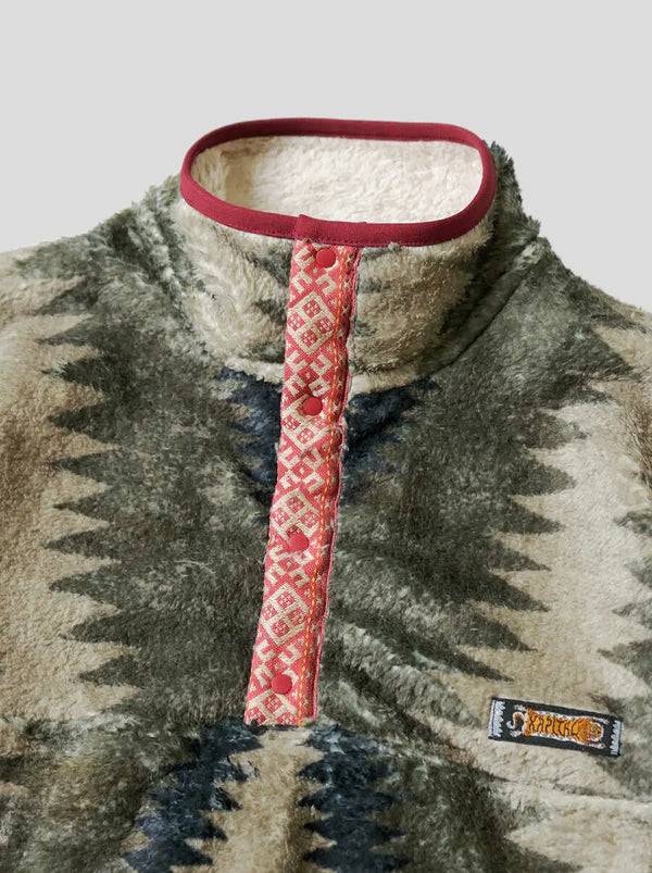 Kapital Thunder Mother Pattern Fleece Snap T Sweater
