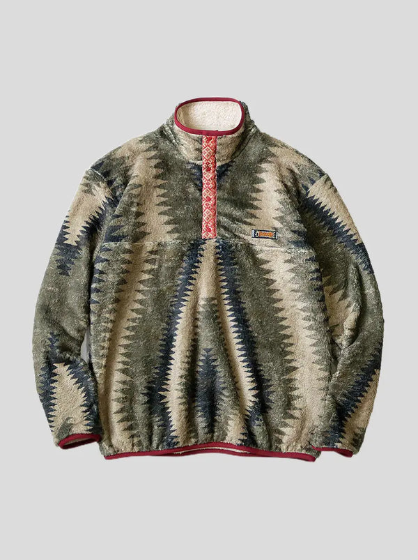 Kapital Thunder Mother Pattern Fleece Snap T Sweater