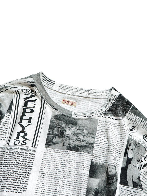 Kapital Tenjiku 집시 뉴스 신문 패턴 크루론 티셔츠